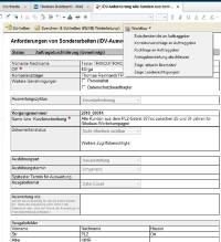 Auswertungs-/Berichtsformular mit Workflowaktionen